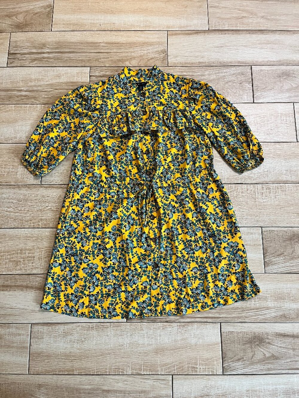 Womens Topshop Gold Floral Mini Dress - 4